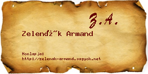 Zelenák Armand névjegykártya